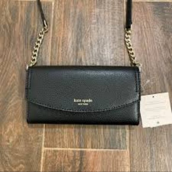 kate spade Handbags - NWT eva wallet on a chain Black/warm beige